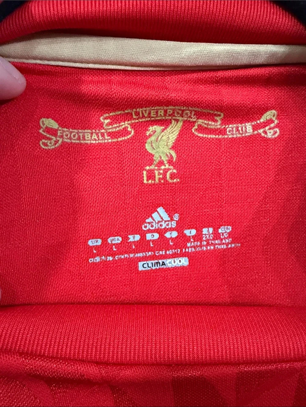 adidas Red Liverpool Home Soccer Jersey with White Accents L